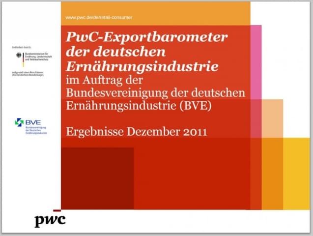BVE PwC Exportbarometer der Ernährungsindustrie - Dezember 2011