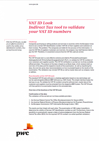 VAT ID Look Indirect Tax tool to validate your VAT ID numbers